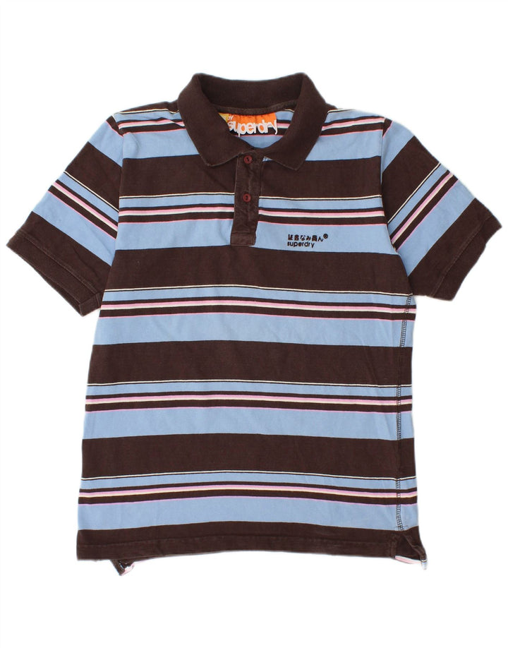 Superdry Herren-Poloshirt, klein, braun gestreift, Baumwolle