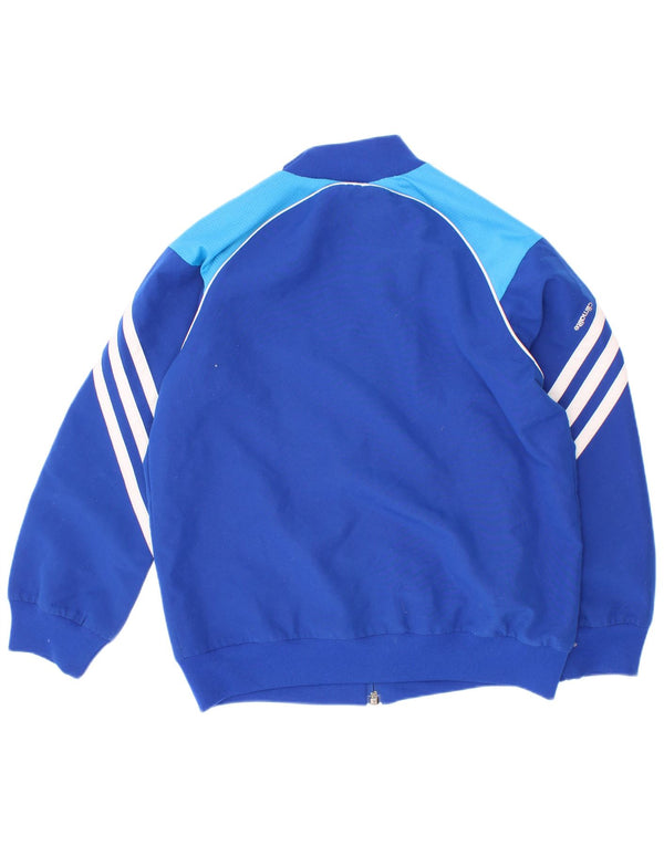 Adidas Jungen-Trainingsanzug-Top-Jacke, 7–8 Jahre, blaues Farbblock-Polyester