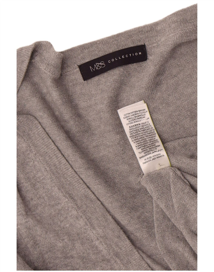 Marks & Spencer Damen-Cardigan-Pullover UK 14 Mittelgraue Baumwolle