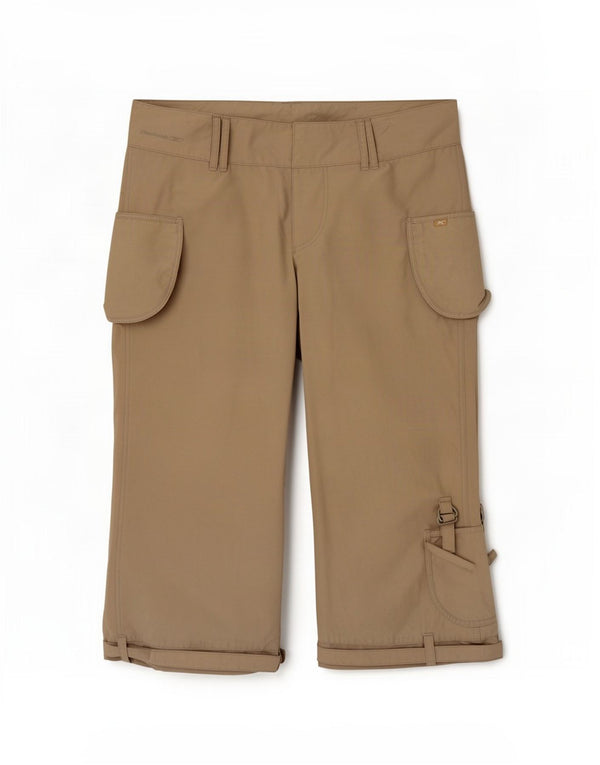 Reebok Damen Capri Cargohose UK 14 Large W32 L21 Beige Baumwolle