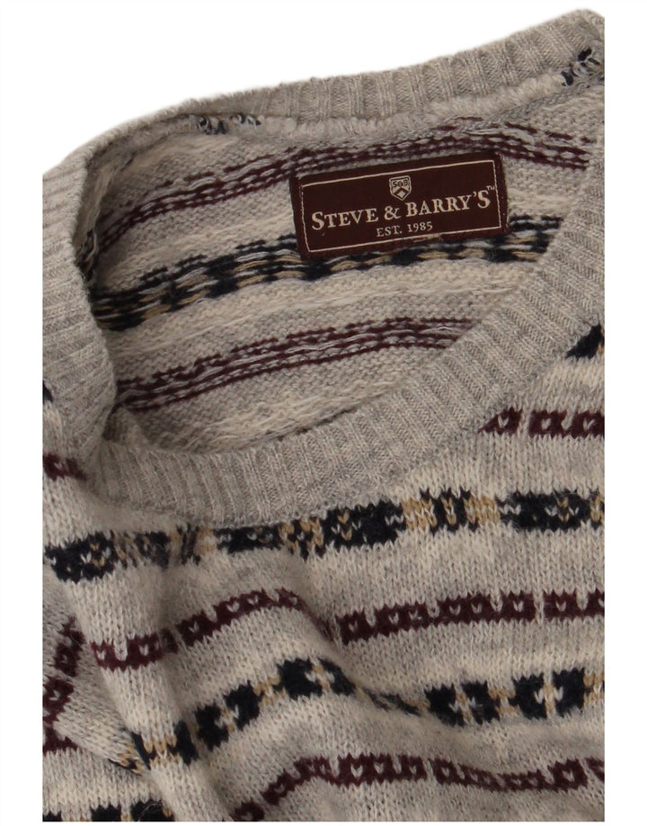 Steve & Baryy's Herren-Pullover mit Rundhalsausschnitt, XL, grau gestreift