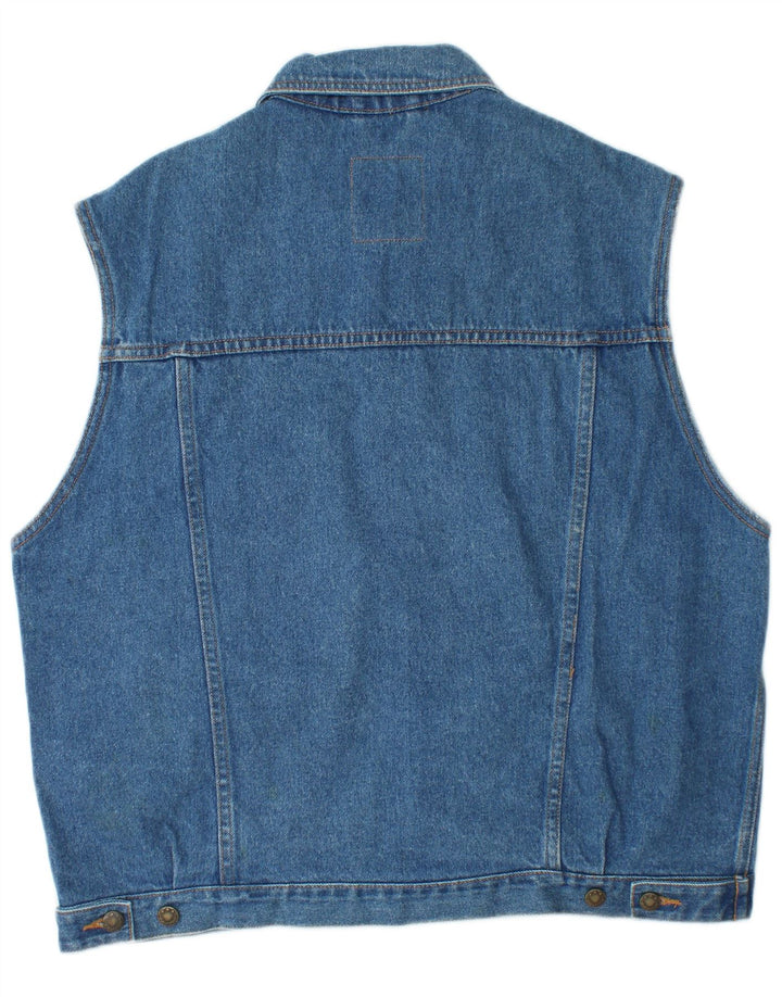 MARCEL CLAIR Mens Denim Gilet UK 40 Large Blue Cotton