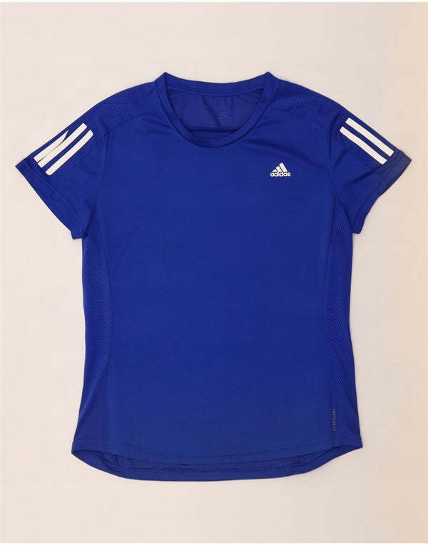 Adidas Damen Aeroready T-Shirt Top UK 16/18 Large Blau Polyester