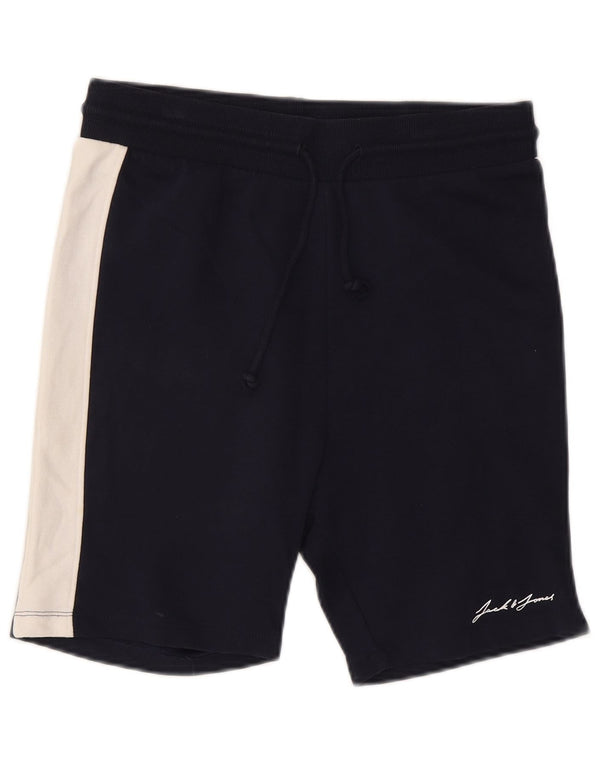 Jack & Jones Herren-Sportshorts aus mittelblauer, marineblauer Colourblock-Baumwolle