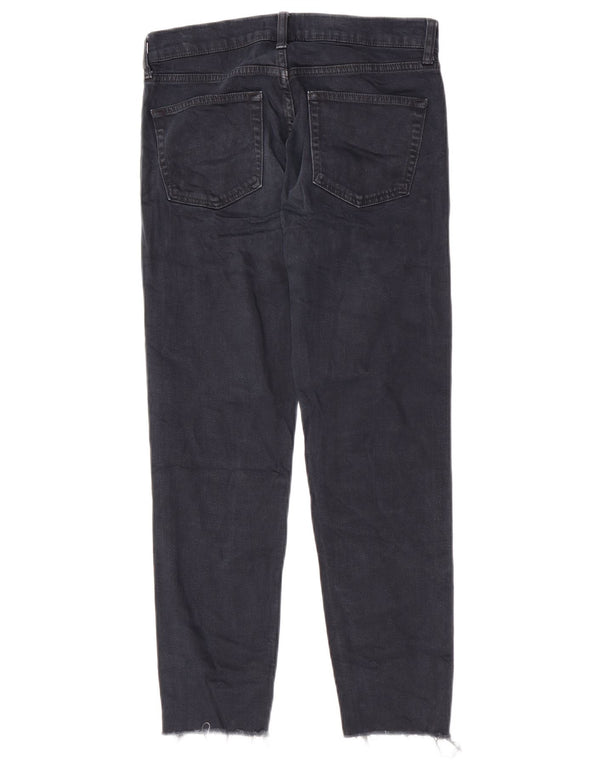 Zara Damen Slim Jeans EU 36 XS W26 L27 Marineblau gepunktete Baumwolle
