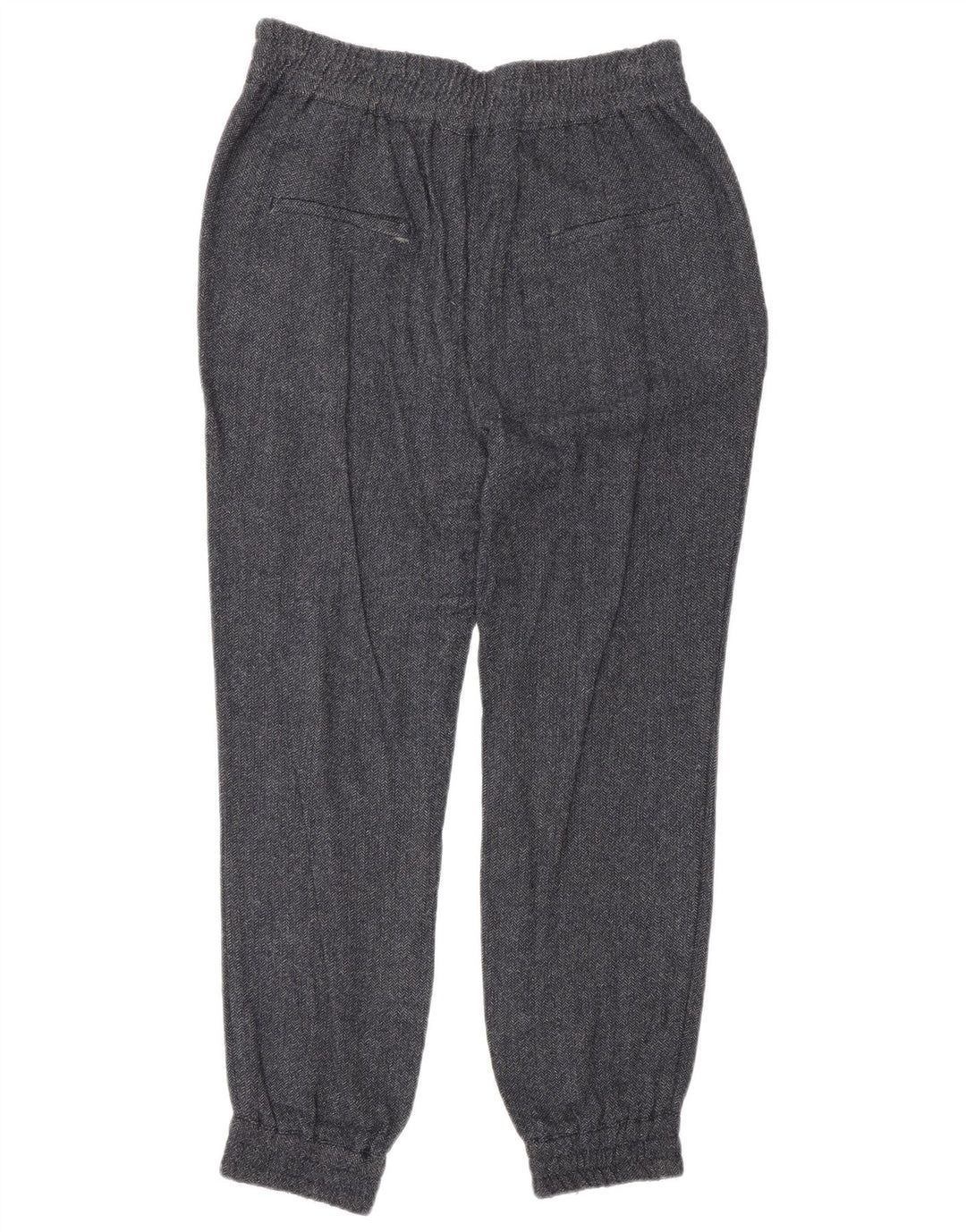 Zara Damen-Jogginghose, Größe M, W28, L27, Marineblau, Viskose mit Fischgrätenmuster