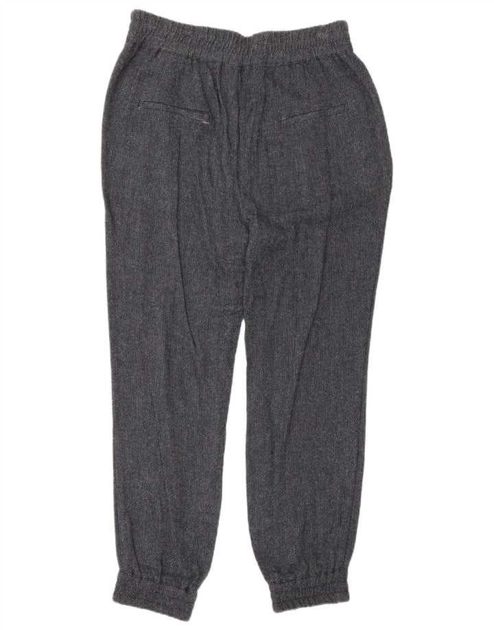 Zara Damen-Jogginghose, Größe M, W28, L27, Marineblau, Viskose mit Fischgrätenmuster