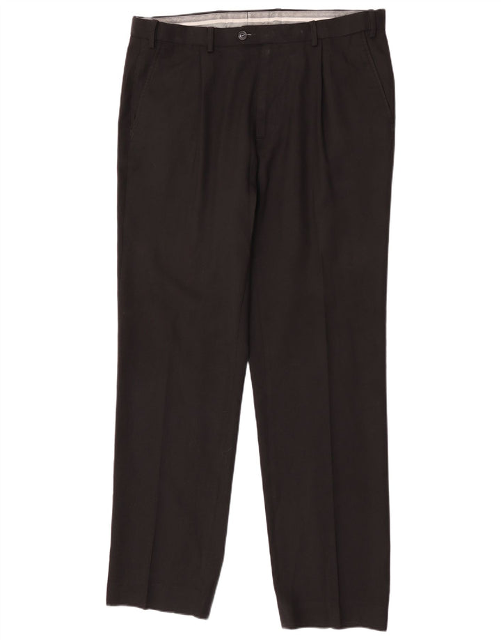 Marks & Spencer Herren-Anzughose in normaler Passform, W36, L33, schwarze Wolle