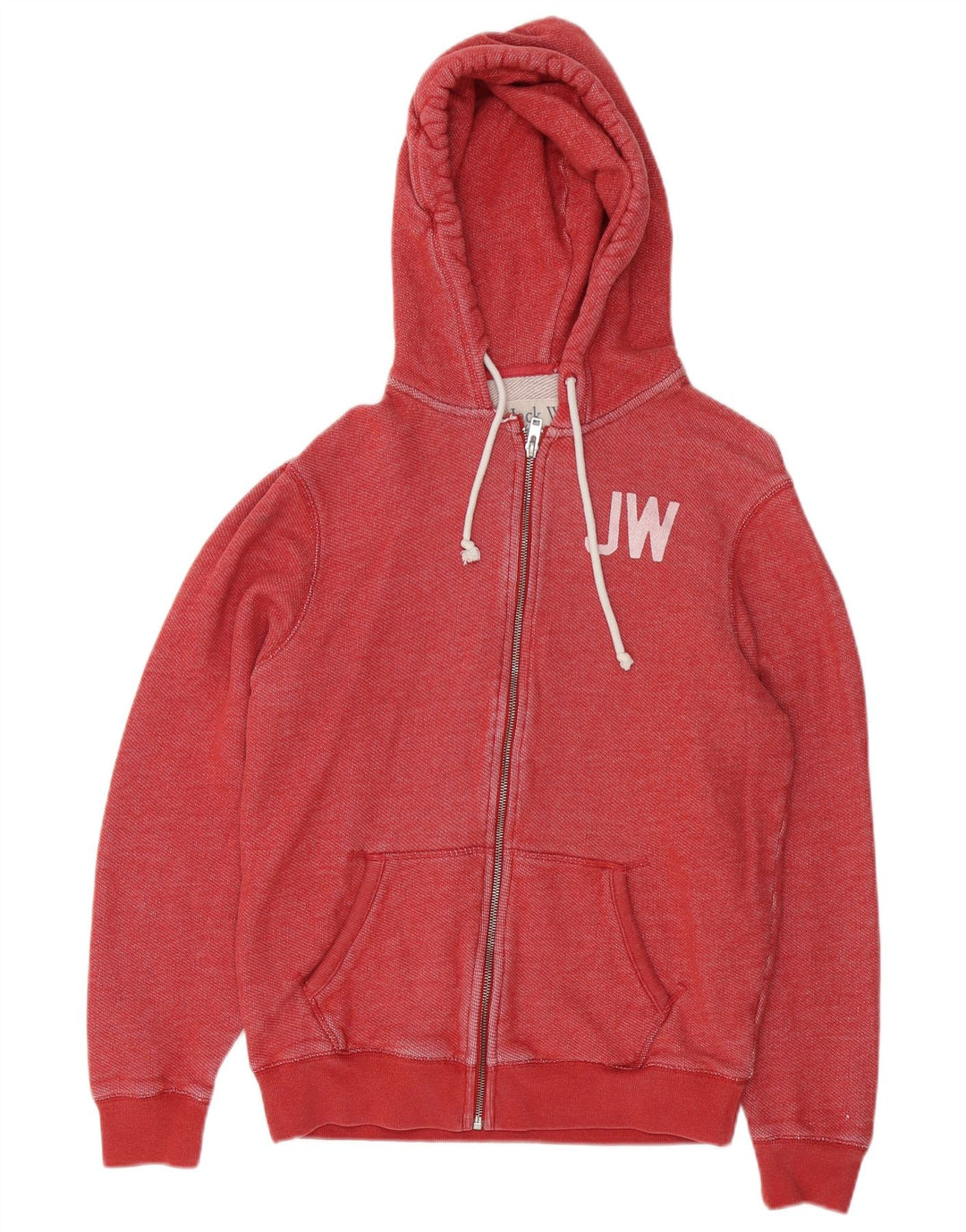 JACK WILLS Herren-Kapuzenpullover mit grafischem Reißverschluss, mittelrote Baumwolle