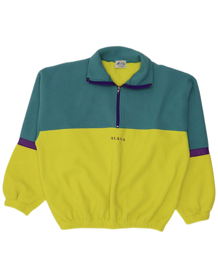 Alaska Herren-Fleecepullover mit Reißverschluss am Hals, XL, gelbes Farbblock-Polyester