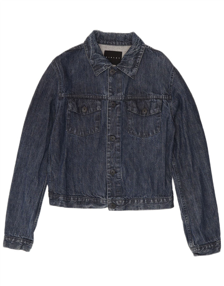 Sisley Damen Jeansjacke UK 14 Medium Marineblau Baumwolle
