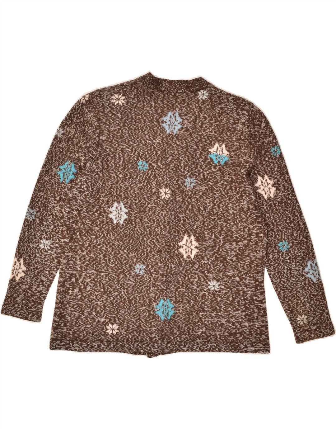 VINTAGE Womens Abstract Pattern Cardigan Sweater UK 12 Medium Brown | Vintage Vintage | Thrift | Second-Hand Vintage | Used Clothing | Messina Hembry 