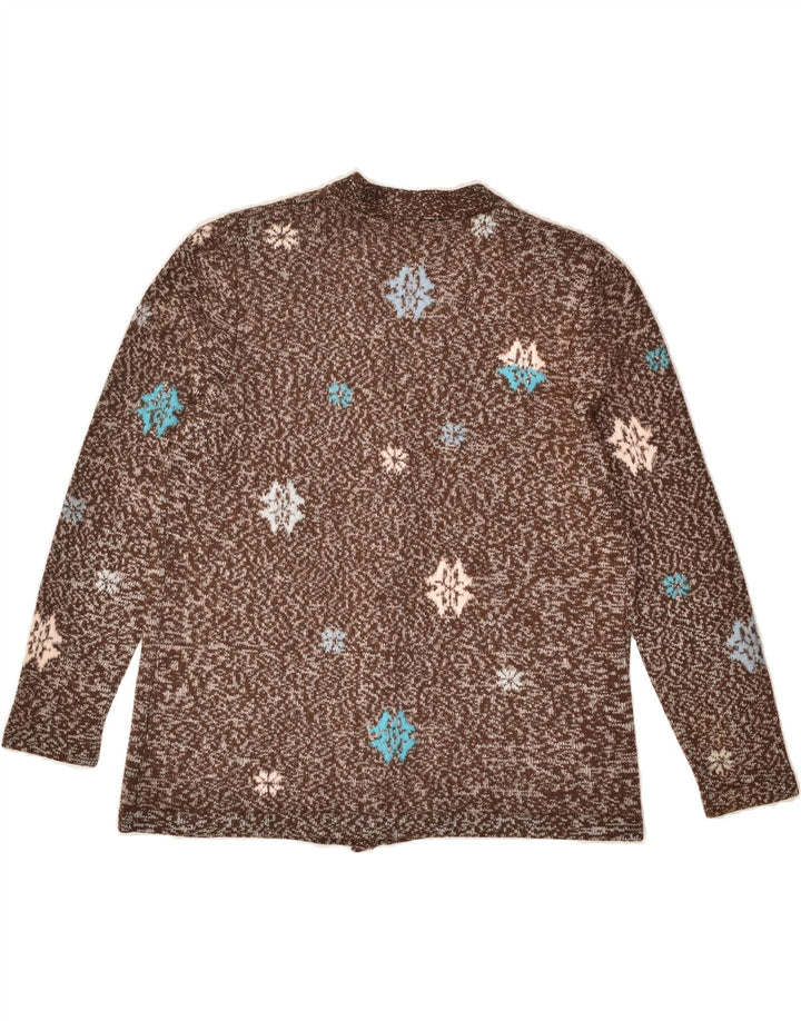 VINTAGE Womens Abstract Pattern Cardigan Sweater UK 12 Medium Brown | Vintage Vintage | Thrift | Second-Hand Vintage | Used Clothing | Messina Hembry 