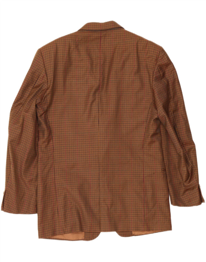TRUSSARDI Mens 2 Button Blazer Jacket IT 48 Medium Brown Gingham Vintage Trussardi and Second-Hand Trussardi from Messina Hembry 