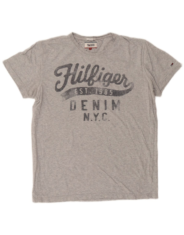 Tommy Hilfiger Herren-T-Shirt mit Grafik, groß, grau meliert, Baumwolle