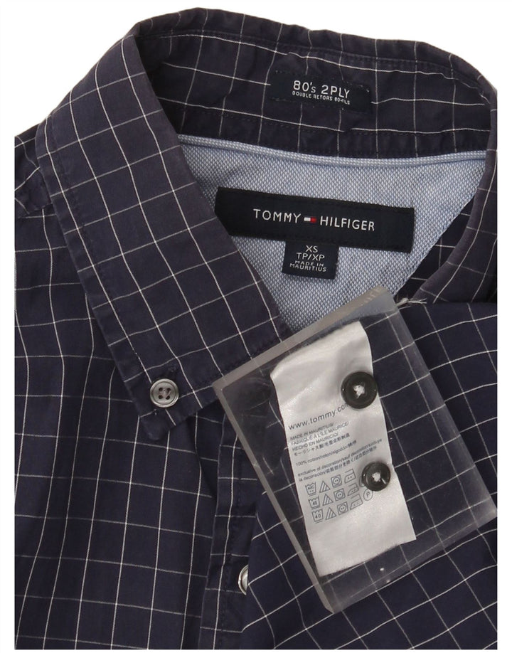 Tommy Hilfiger Herrenhemd XS Marineblau kariert Baumwolle
