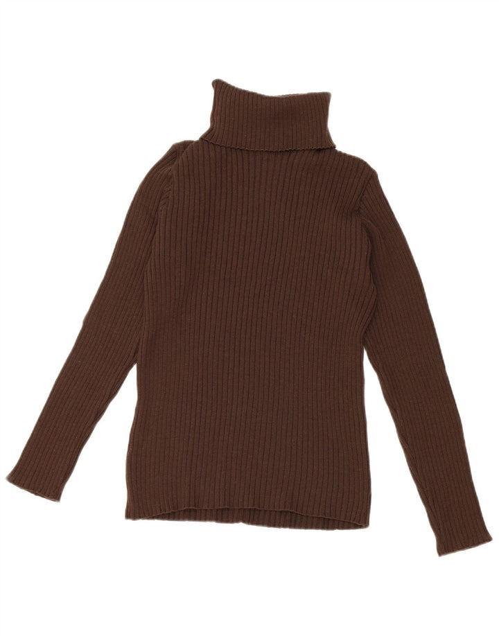 Vintage Damen Rollkragenpullover Pullover EU 36 Kleine braune Merinowolle
