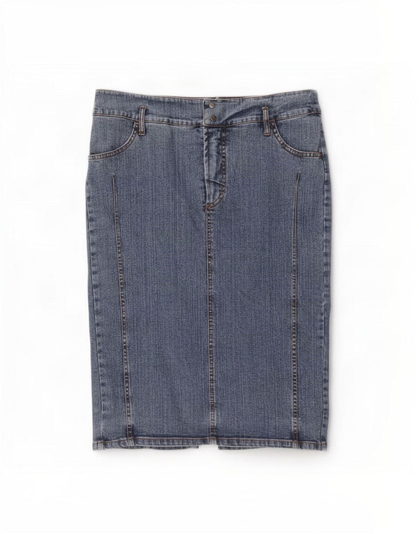 Ferre Damen Jeansrock IT 46 Large W32 Blaue Baumwolle