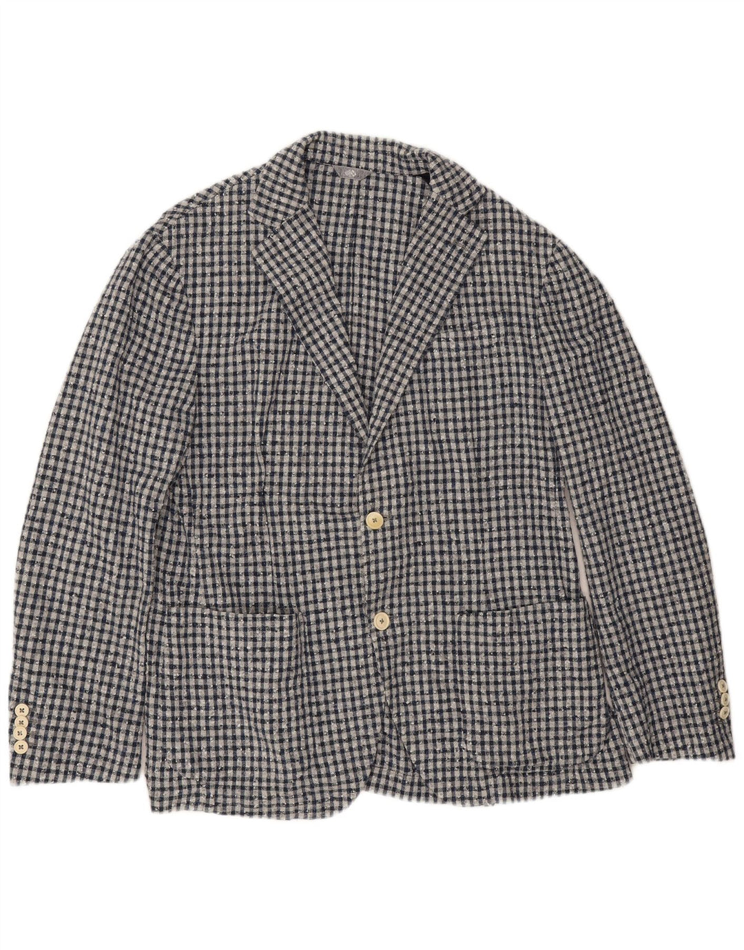 Fradi Herren-Blazer mit 2 Knöpfen, IT 54, 2XL, marineblau, Gingham-Baumwolle
