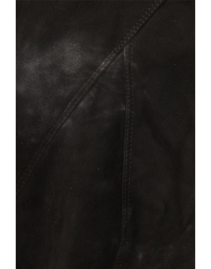 Vintage Damen Shearling Mantel UK 18 XL Schwarz