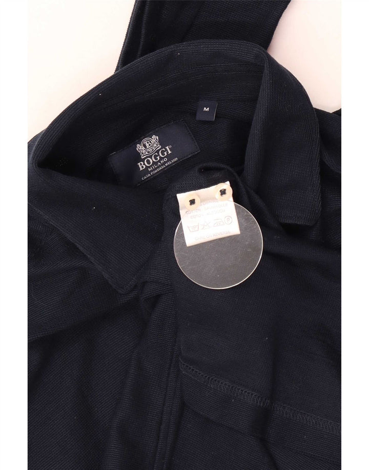 Boggi Herren-Pullover-Hemd, mittelmarineblaue Baumwolle