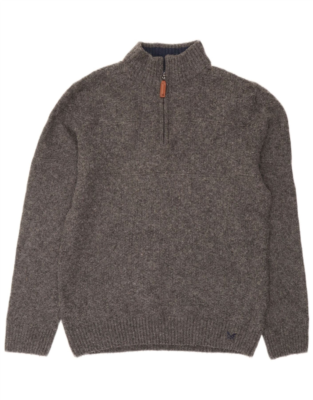 Crew Clothing Herren-Pullover mit Reißverschluss, XL, graue Wolle