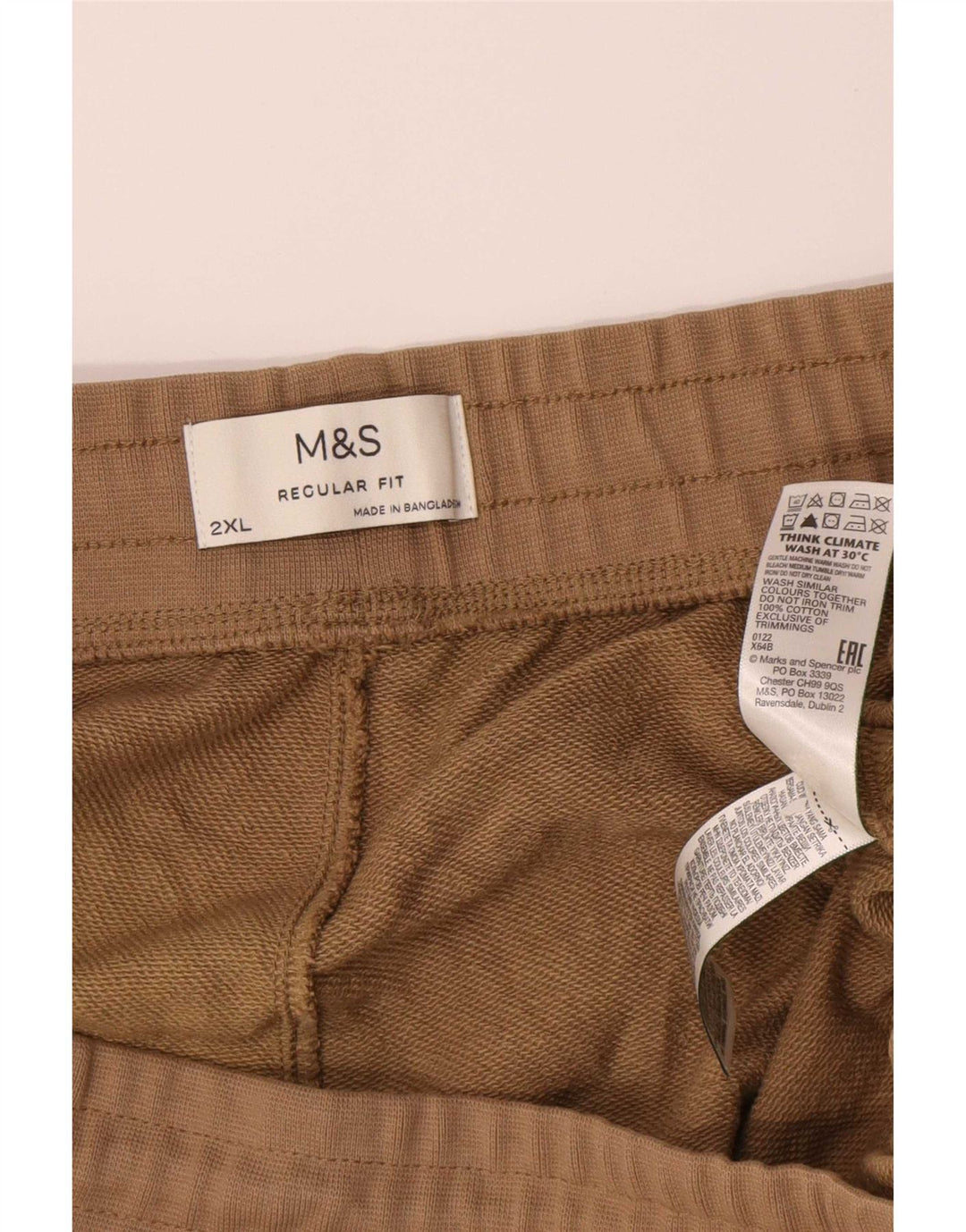Marks & Spencer Herren-Sportshorts mit normaler Passform, 2XL, beige Baumwolle