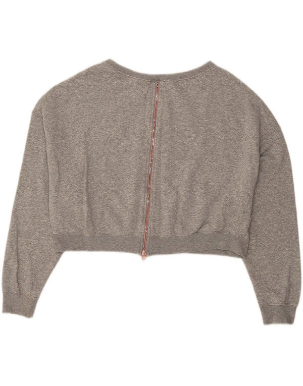 Nike Womens Crop Graphic Oversized Sweatshirt Pullover UK 16 Large Grau