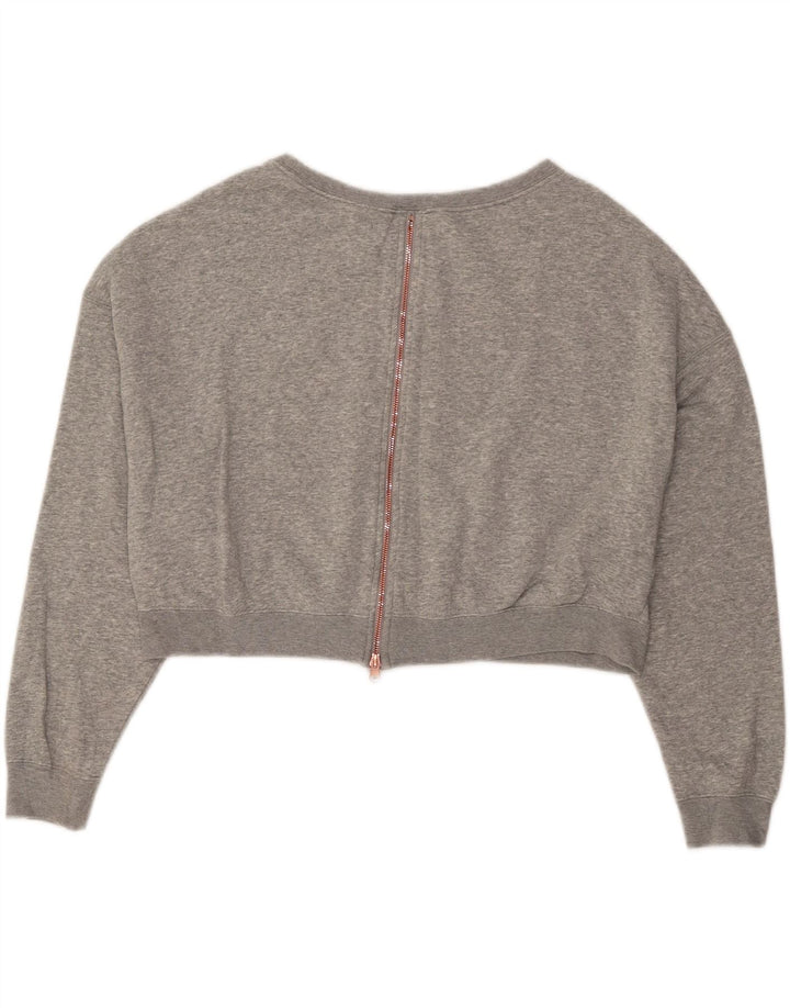 Nike Womens Crop Graphic Oversized Sweatshirt Pullover UK 16 Large Grau