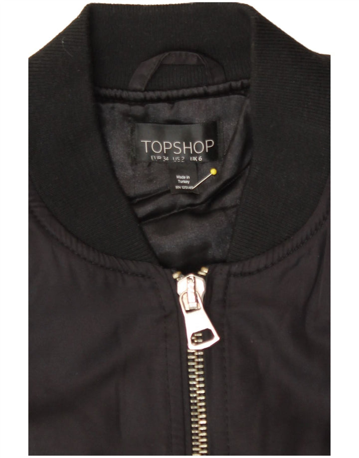 Topshop Damen Übergroße Bomberjacke UK 6 XS Schwarz Polyester