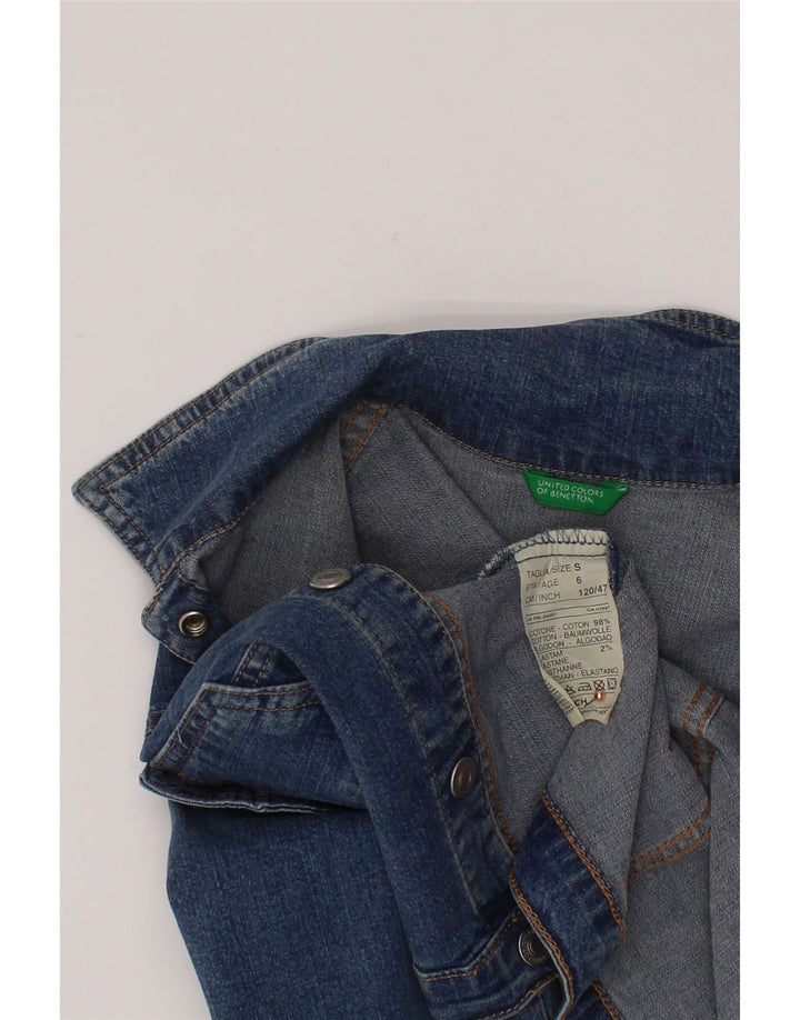 BENETTON Jeansjacke für Jungen, 5–6 Jahre, Größe S, blaue Baumwolle