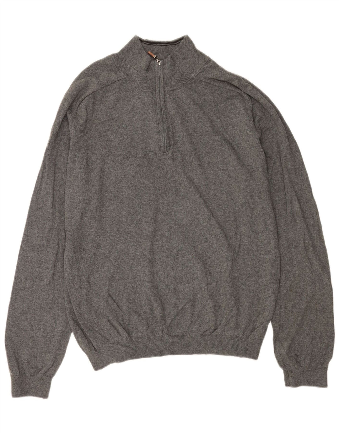 EDDIE BAUER Herren-Pullover mit Reißverschluss am Hals, große graue Baumwolle