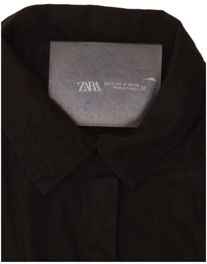 Zara Damen ärmellose Hemdbluse UK 8 Small Schwarz