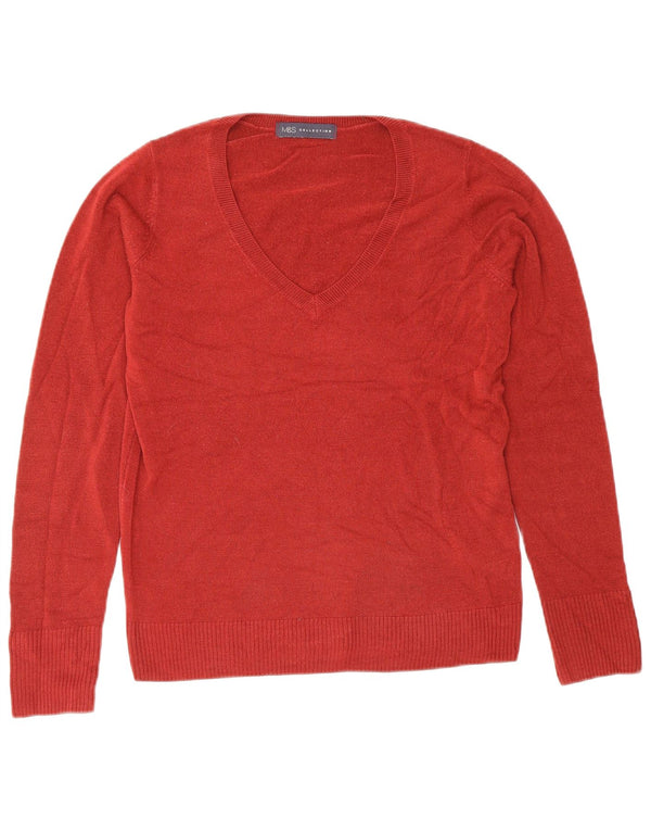 Marks & SPENCER Damen-Pullover mit V-Ausschnitt, Gr. 10, Größe S, Rot, Polyacryl