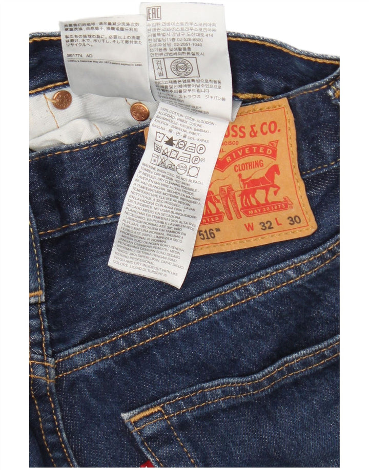 Levi's Herren 516 Straight Jeans W32 L30 Marineblaue Baumwolle