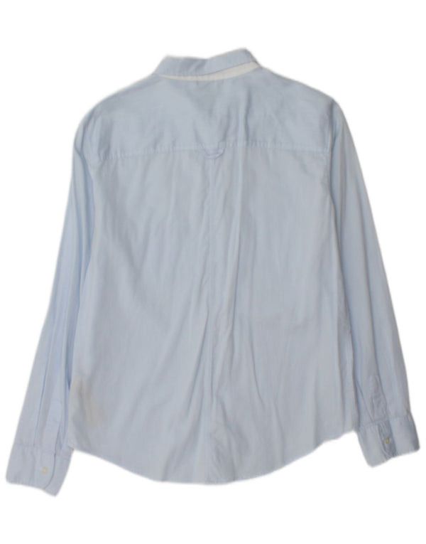 Massimo Dutti Damen-Hemd, Größe 42, große blaue Nadelstreifen-Baumwolle