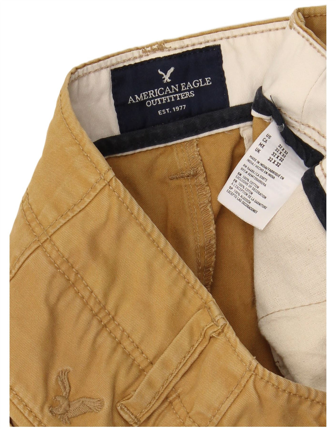 AMERICAN EAGLE Herren gerade Chinohose W32 L32 braune Baumwolle
