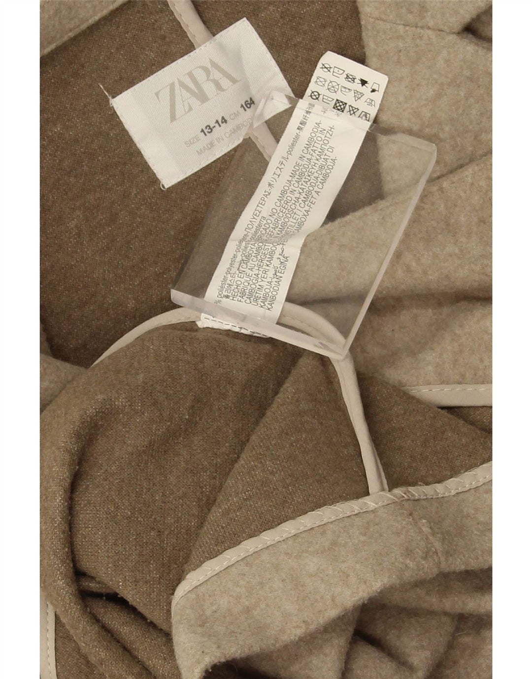 Zara-Mantel für Mädchen, 13–14 Jahre, Beige, Polyester