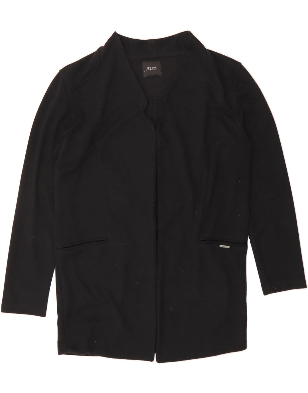 GUESS Womens Longline Oversized Open Blazer Jacket UK 8 Small Black Cotton Vintage Guess and Second-Hand Guess from Messina Hembry 