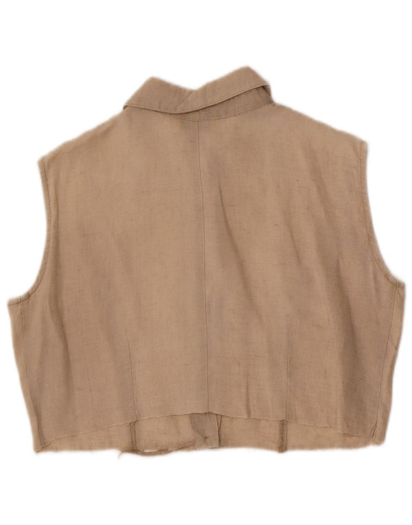 Elizabeth Ascot Damen Crop ärmellose Hemdbluse UK 12 Medium Beige