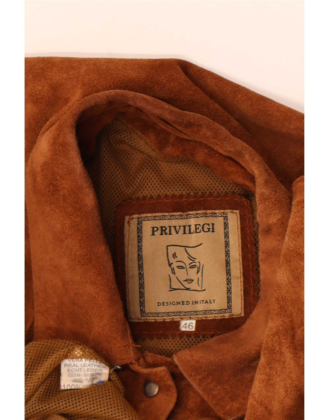 Privilegi Damen Wildlederjacke IT 46 Großes braunes Leder