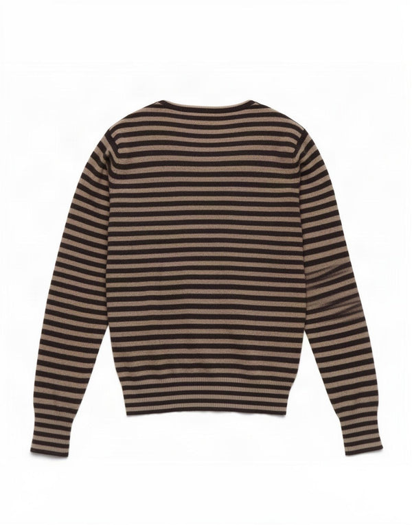 Diesel Damen-Pullover mit U-Boot-Ausschnitt, UK 12, mittleres Marineblau gestreift
