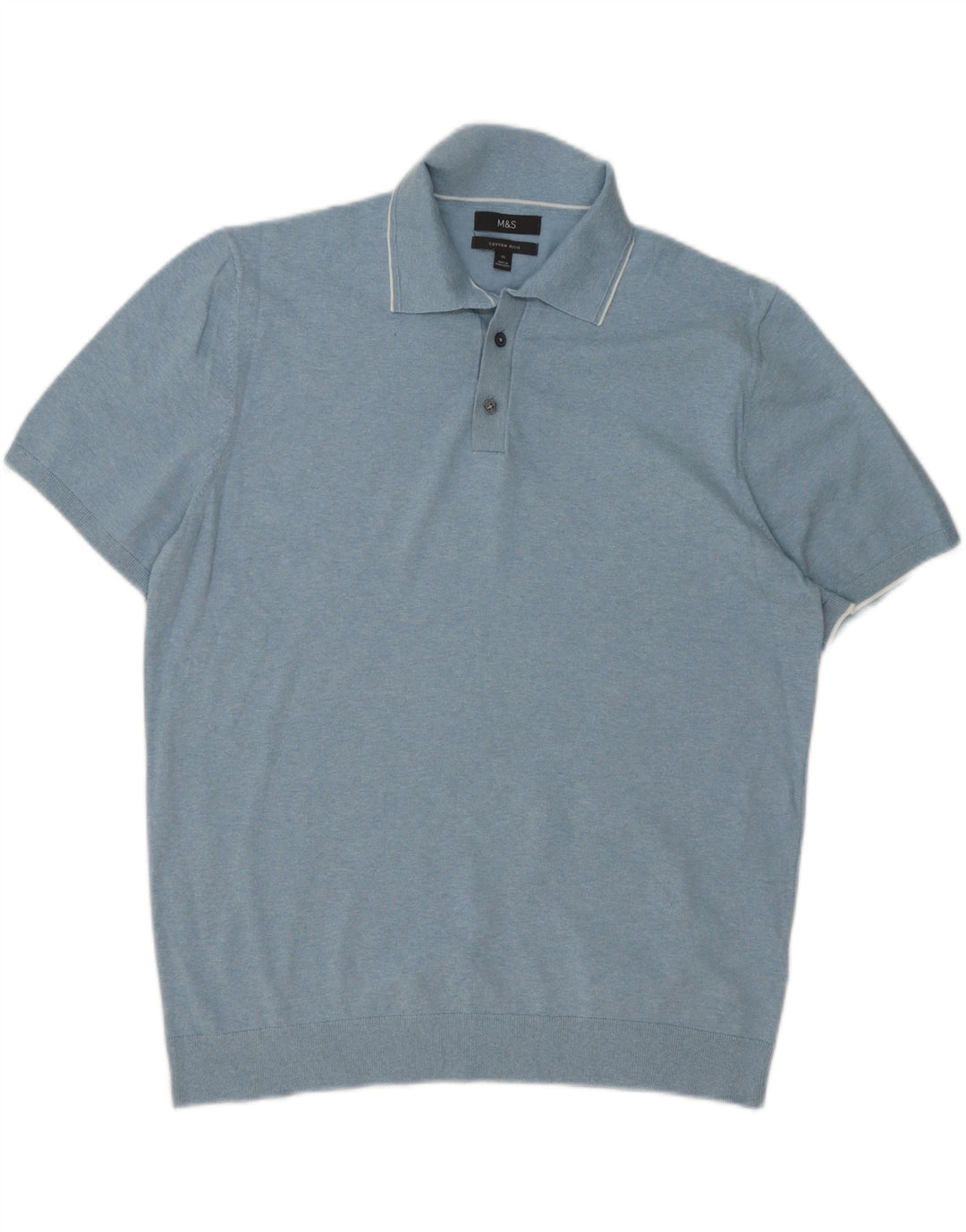 MARKS & SPENCER Mens Polo Shirt XL Blue Cotton Vintage Marks & Spencer and Second-Hand Marks & Spencer from Messina Hembry 