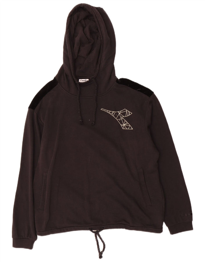 DIADORA Übergroßer Kapuzenpullover für Damen, UK 14, Mittelgrau, Farbblock