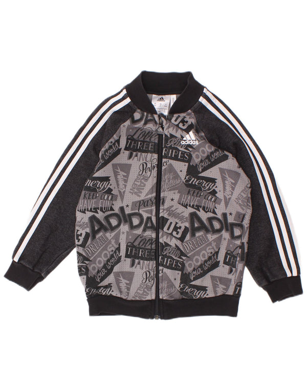 Adidas Jungen Grafik-Trainingsanzug-Top-Jacke, 3–4 Jahre, graue Farbblock-Baumwolle