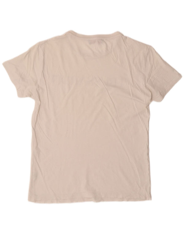 Trussardi Jeans Mens Graphic T-Shirt Top Medium Off White