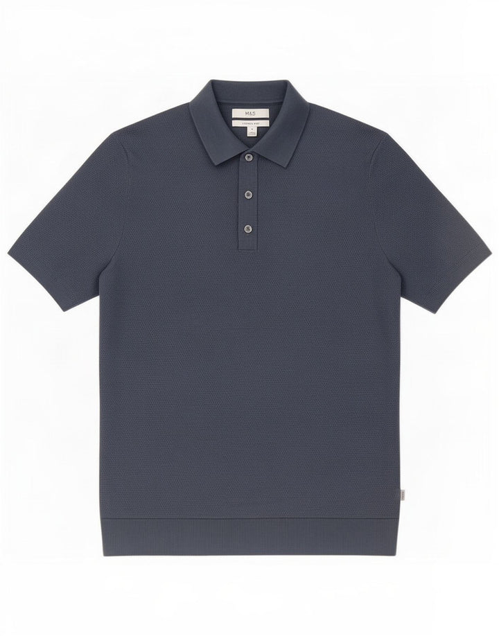 Marks & Spencer Herren-Poloshirt aus mittelblauer Baumwolle