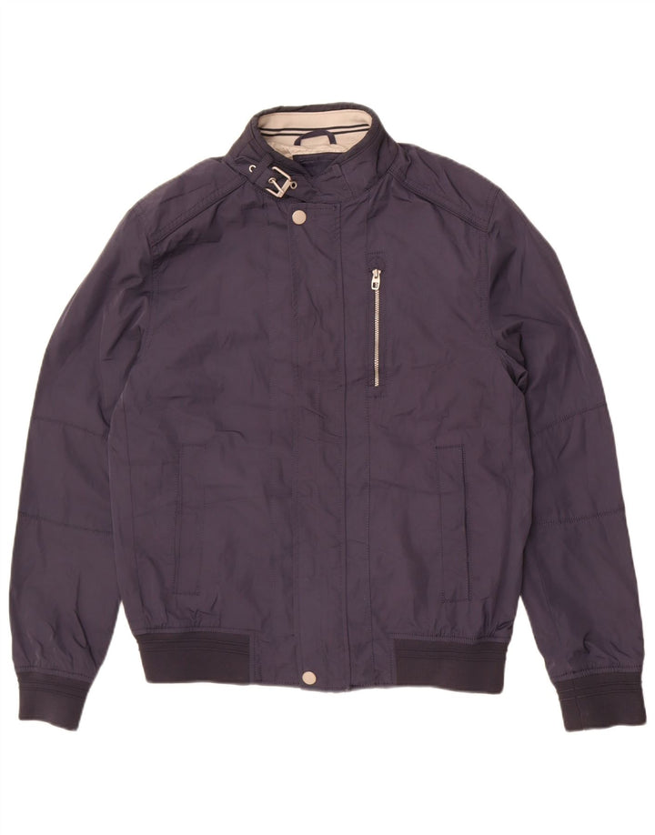 Zara Herren Bomberjacke UK 40 Large Marineblau Polyester
