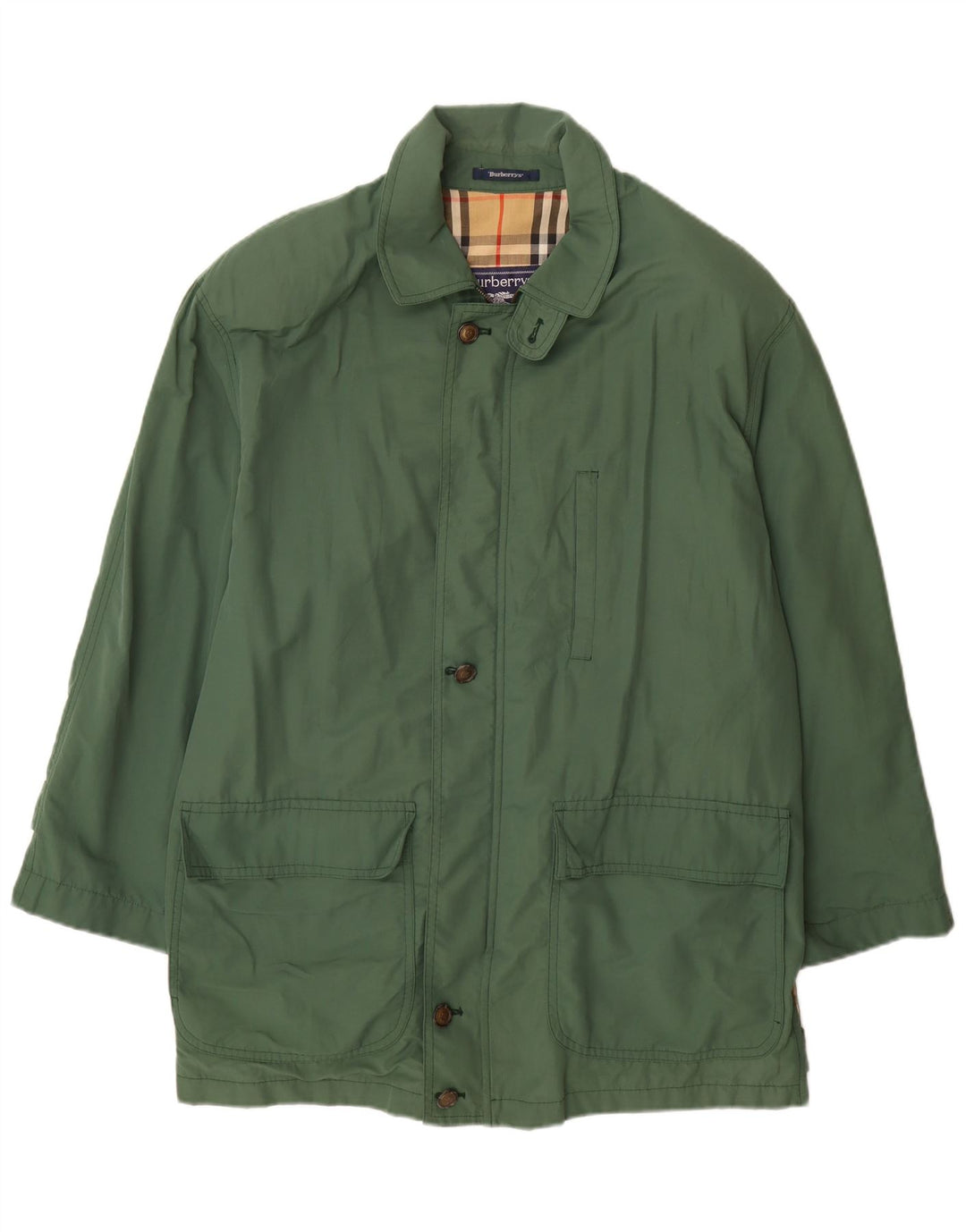 Burberrys Herren-Utility-Jacke IT 52 Large aus grüner Baumwolle