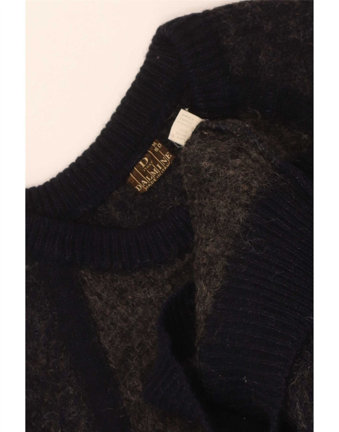 DALMINE Herren-Pullover mit Rundhalsausschnitt IT 50 Mittelgraue Colourblock-Wolle